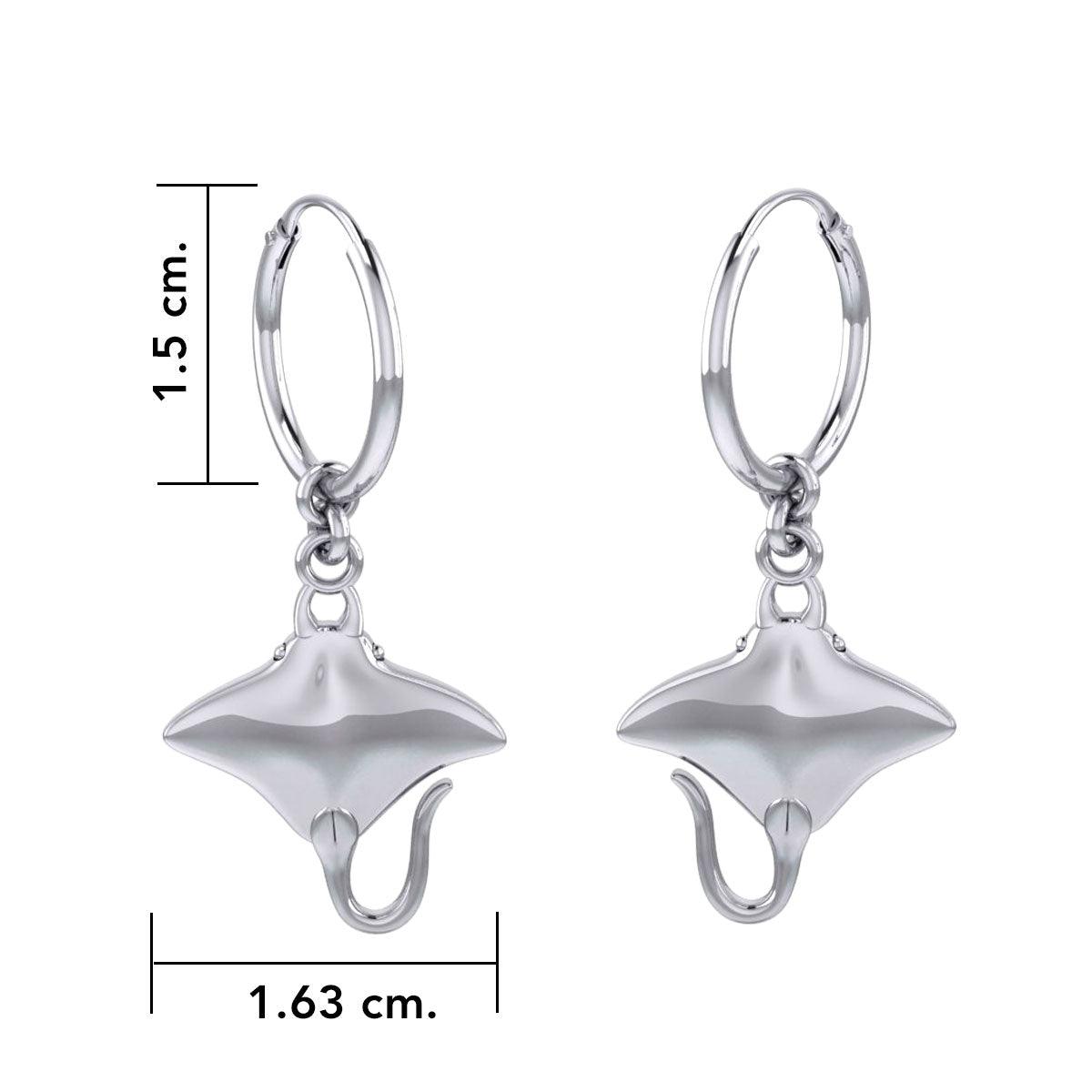 Manta Ray Sterling Silver Hoop Earrings TER2107 - Jewelry