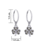 Celtic Shamrock Silver Hoop Earrings with Marcasite TER2108 - Jewelry