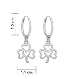 Modern Shamrock with Heart Silver Hoop Earrings TER2109 - Jewelry