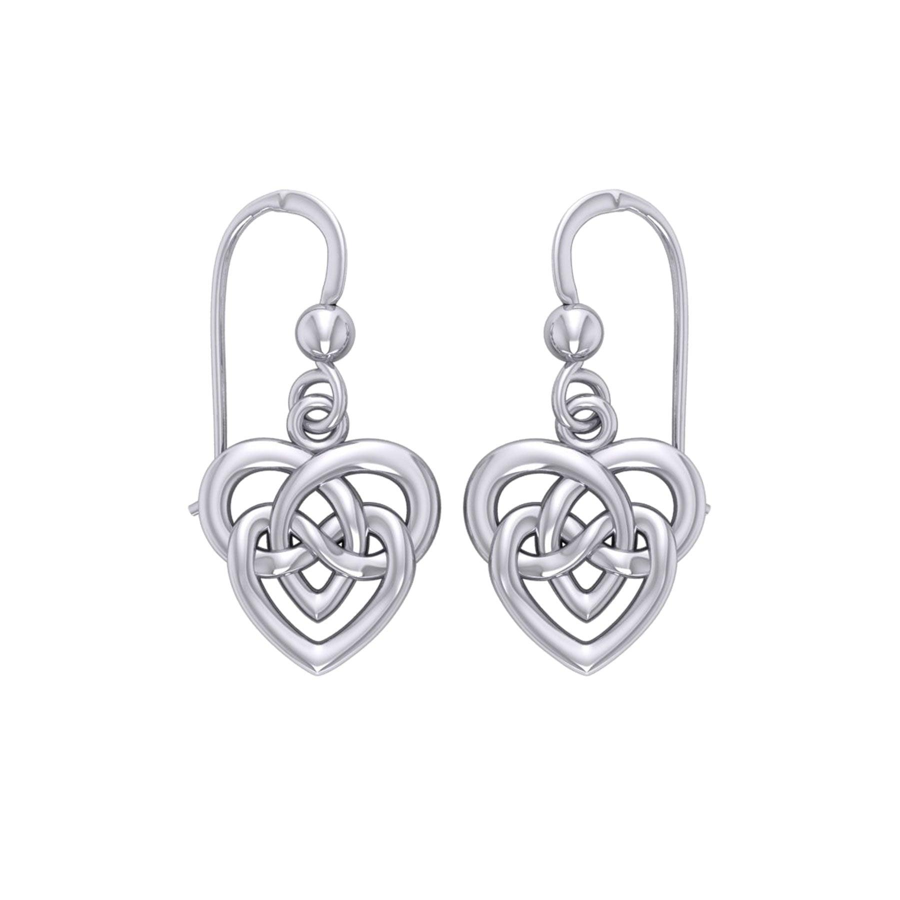 Celtic Infinity Knotwork Heart Silver Earrings TER2159 - Jewelry