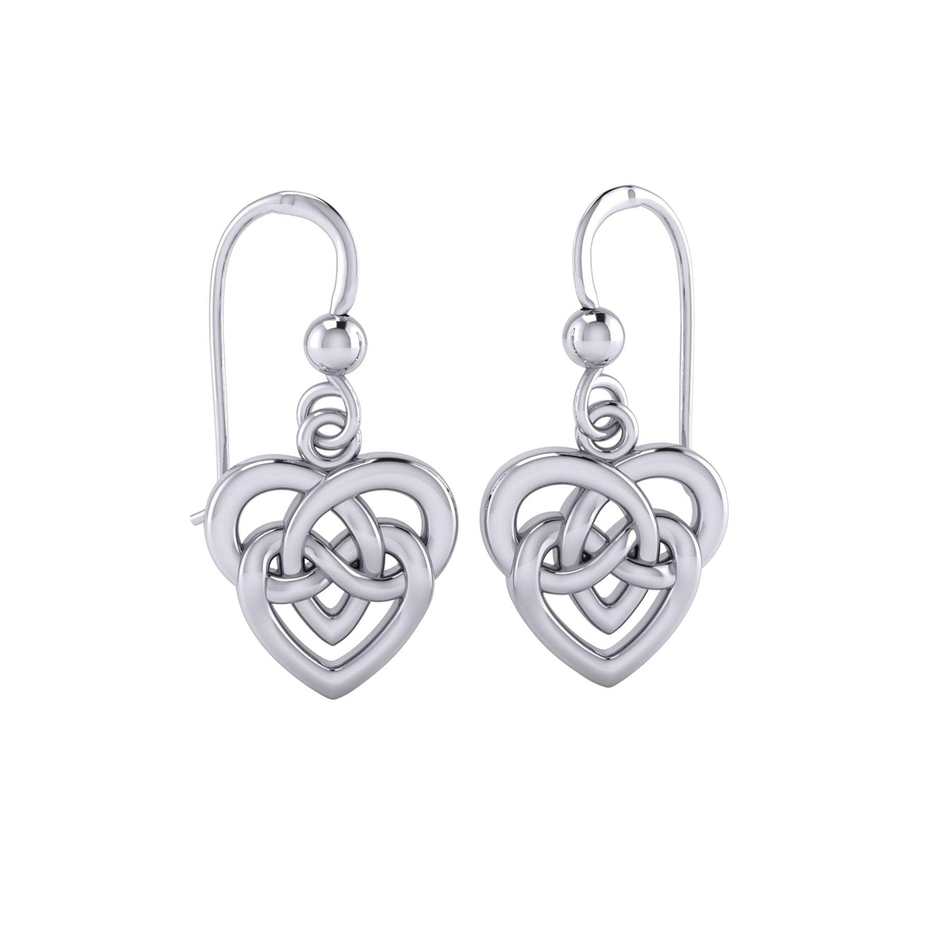 Celtic Infinity Knotwork Heart Silver Earrings TER2159 - Jewelry