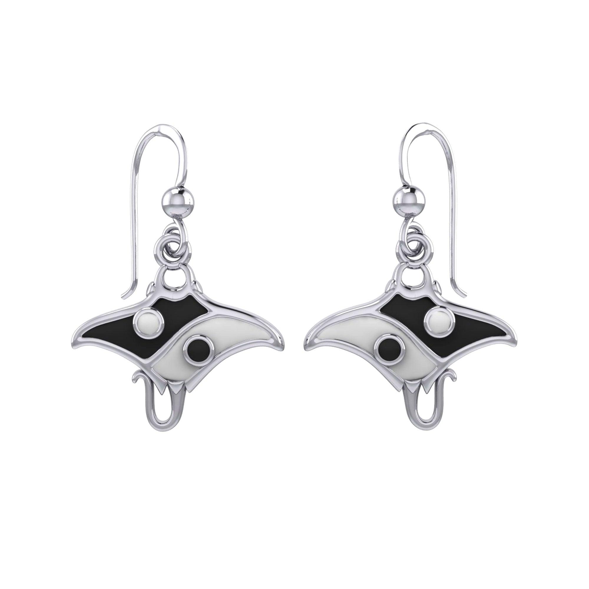 The Manta Ray with Yin Yang Symbol Silver Earring TER2168 - Jewelry