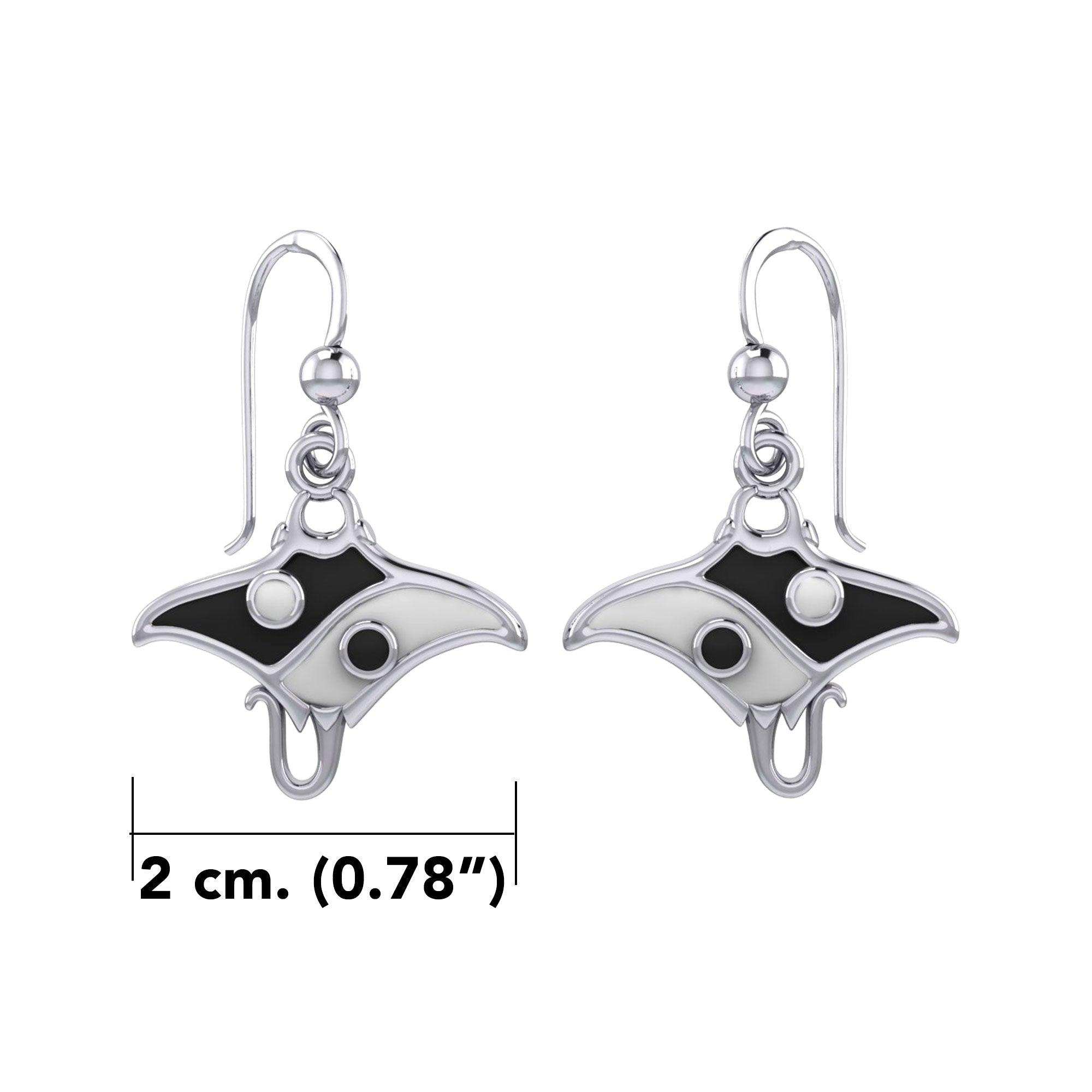 The Manta Ray with Yin Yang Symbol Silver Earring TER2168 - Jewelry