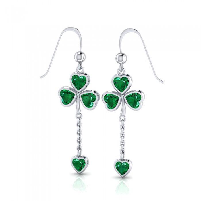 An amazing stroke of luck ~ Sterling Silver Jewelry Shamrock Hook Earrings TER226 - Jewelry