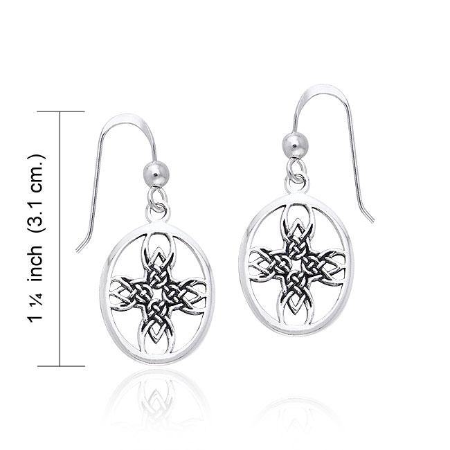 Celtic Tribal Knotwork Cross Silver Earrings TER469 - Jewelry