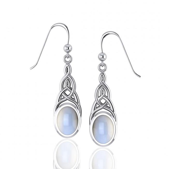 Celtic Knot Gemstone Inlay Earrings TER556 - Jewelry