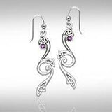 Eternity and Celtic pride Silver Triquetra Dangle Earrings with Gemstones TER570 - Jewelry
