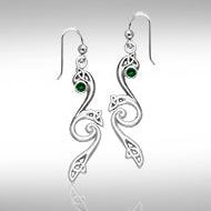 Eternity and Celtic pride Silver Triquetra Dangle Earrings with Gemstones TER570 - Jewelry