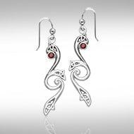 Eternity and Celtic pride Silver Triquetra Dangle Earrings with Gemstones TER570 - Jewelry