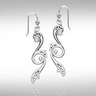 Eternity and Celtic pride Silver Triquetra Dangle Earrings with Gemstones TER570 - Jewelry