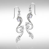 Eternity and Celtic pride Silver Triquetra Dangle Earrings with Gemstones TER570 peterstone.
