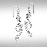 Eternity and Celtic pride Silver Triquetra Dangle Earrings with Gemstones TER570 - Jewelry