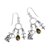 Sagittarius Zodiac Symbol Sterling Silver Earrings TER892