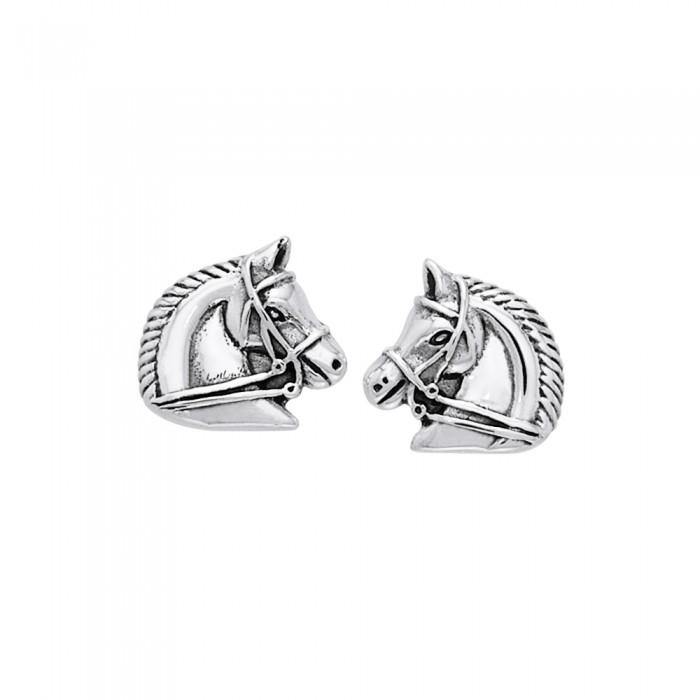 Horses Silver Post Earrings TER931 - Jewelry