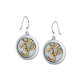 Om Silver and Gold Accent Earrings TEV1052 - Jewelry