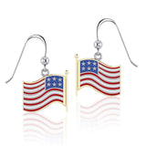 Silver and Gold American Flag with Enamel Earrings TEV1154
