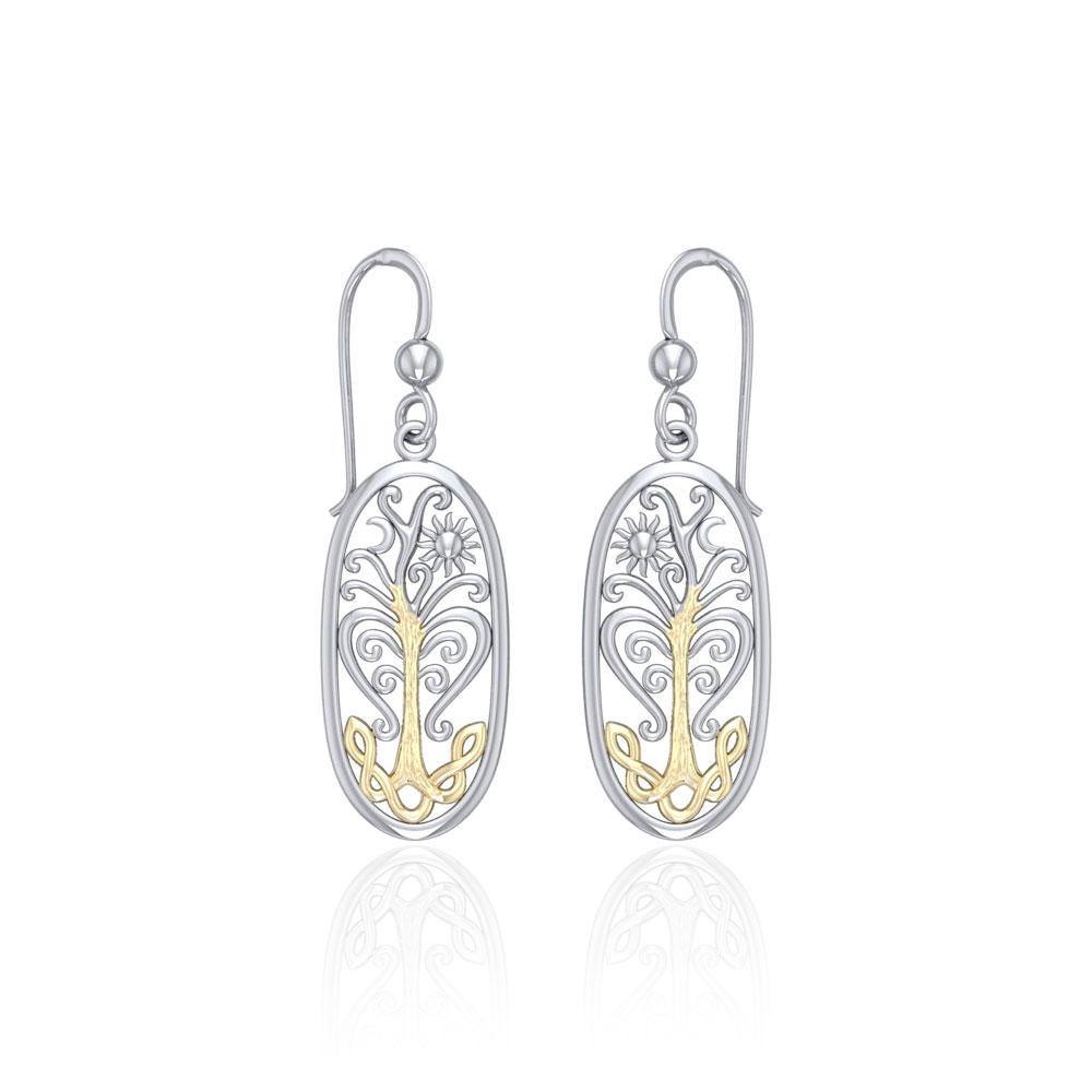 Worthy of the Golden Tree of Life ~ 14k Gold accent and Sterling Silver Jewelry Earrings TEV2795 - Jewelry
