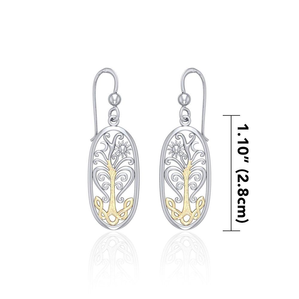 Worthy of the Golden Tree of Life ~ 14k Gold accent and Sterling Silver Jewelry Earrings TEV2795 - Jewelry