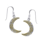 Crescent Moon Spiral Silver and 14K Gold Accent Earrings By Courtney Davis TEV2915