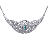 Flower Blossom Silver Necklace with Gemstone TN040 - Jewelry