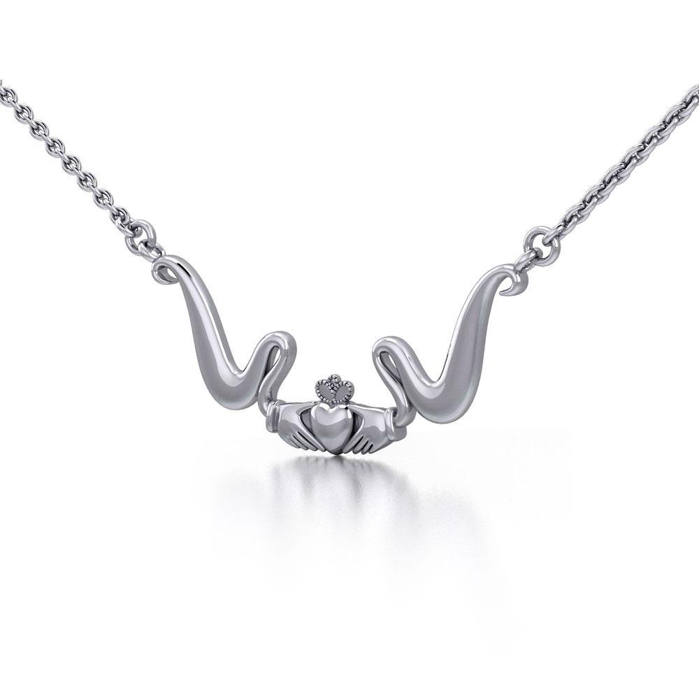 Modern Claddagh Silver Necklace TN057 - Jewelry