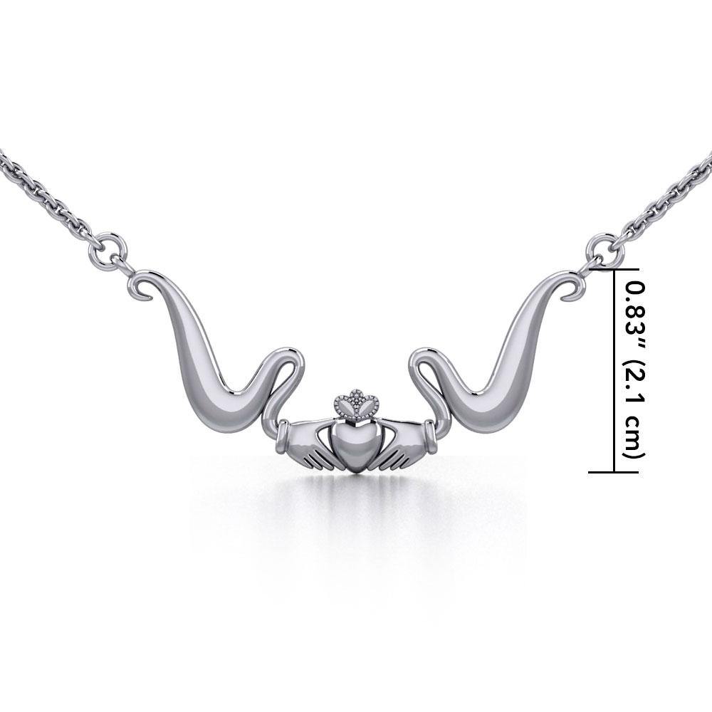 Irish Claddagh with Gem Silver Necklace TN186 - Jewelry