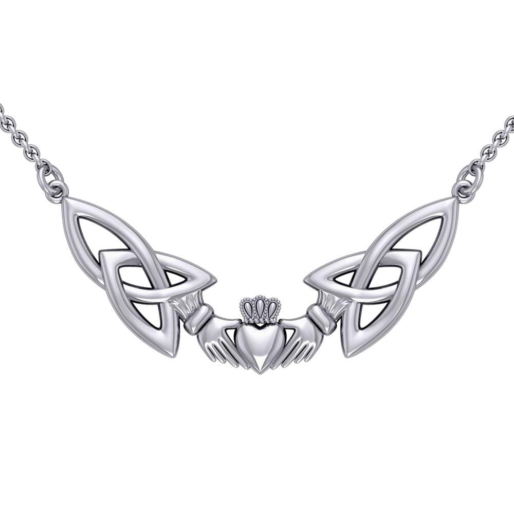 I give you my lasting love ~ Celtic Knotwork Claddagh Sterling Silver Necklace TN093 - Jewelry
