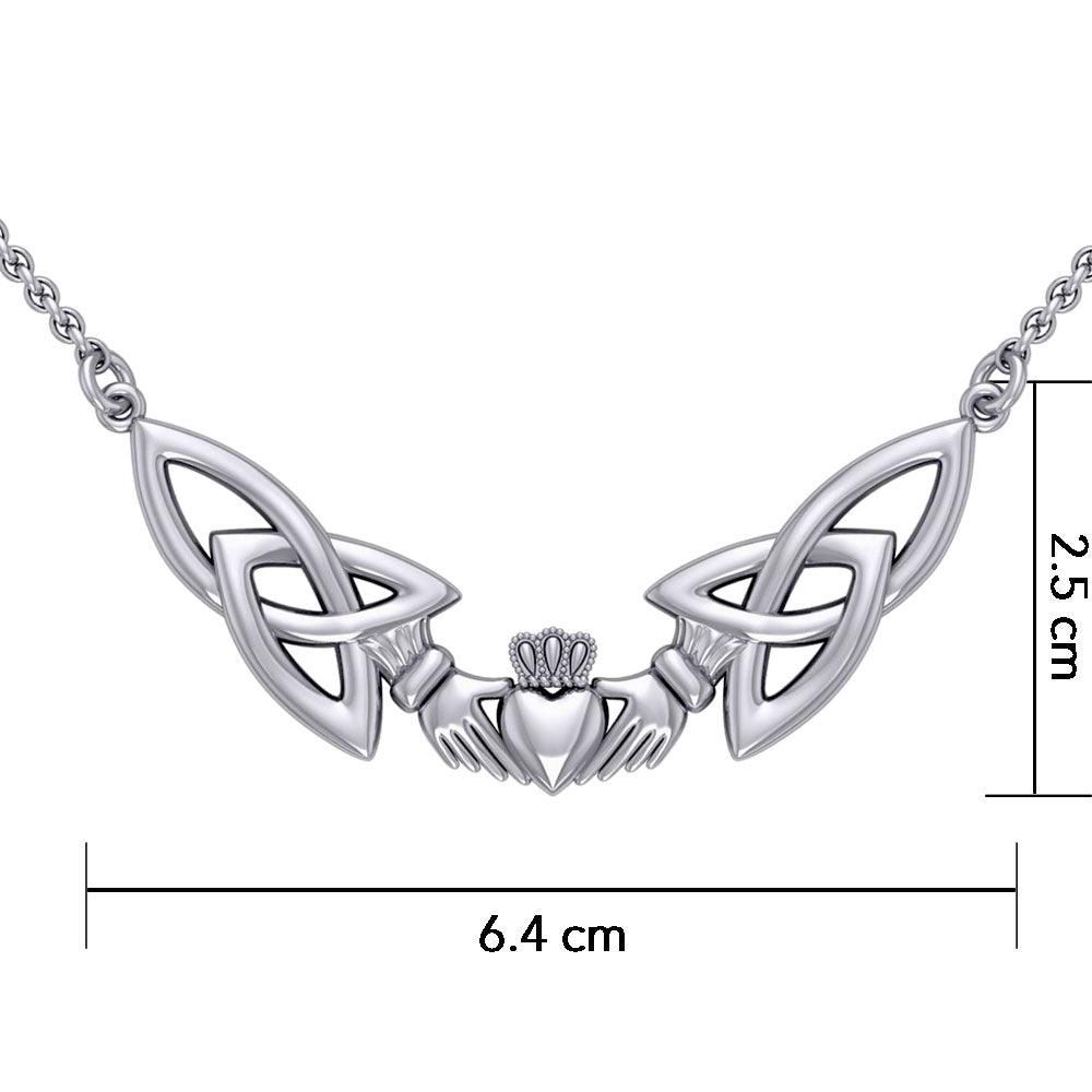 I give you my lasting love ~ Celtic Knotwork Claddagh Sterling Silver Necklace TN093 - Jewelry
