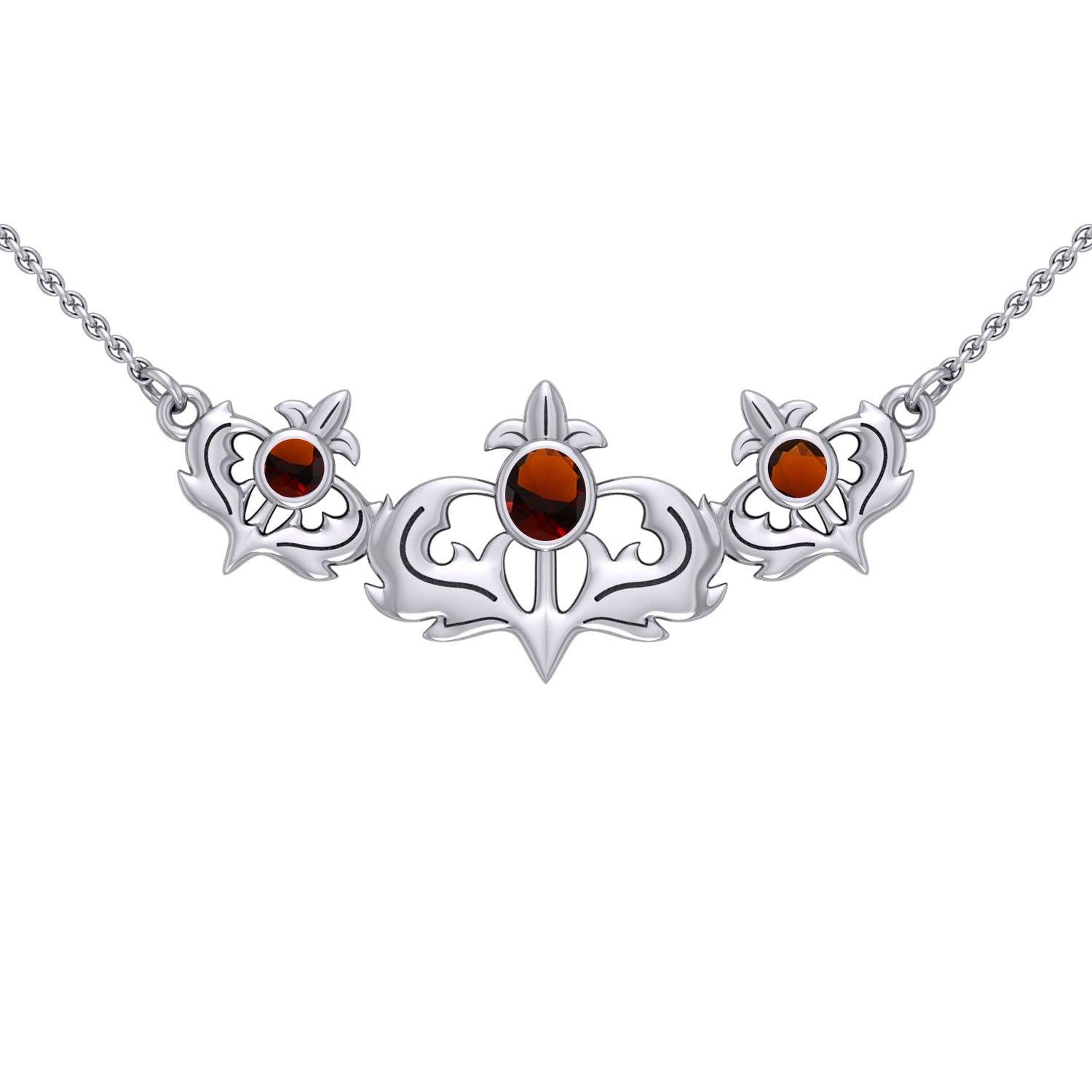 Even flourishing from within ~ Sterling Silver Jewelry Scottish Thistle Necklace with Shimmering Gemstone TN118 - Jewelry