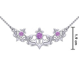 Even flourishing from within ~ Sterling Silver Jewelry Scottish Thistle Necklace with Shimmering Gemstone TN118 - Jewelry