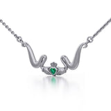 Irish Claddagh with Gem Silver Necklace TN186 - Jewelry