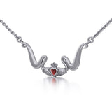 Irish Claddagh with Gem Silver Necklace TN186 - Jewelry