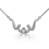 Irish Claddagh with Gem Silver Necklace TN186 - Jewelry
