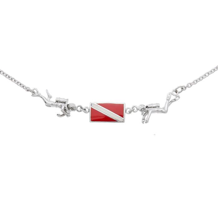 Divers holding their pride ~ Sterling Silver Jewelry Dive Flag Necklace TN192 - Jewelry