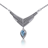 Celtic Knotwork Silver Necklace with Dangle Gemstone TN214 - Jewelry