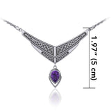 Celtic Knotwork Silver Necklace with Dangle Gemstone TN214 - Jewelry