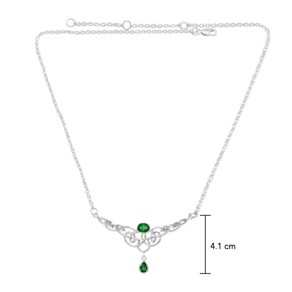 Celtic Knotwork Silver Necklace with Dangling Gemstone TN259 - Jewelry