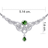 Celtic Knotwork Silver Necklace with Dangling Gemstone TN259 - Jewelry