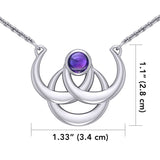 Triple Blue Moon Silver Necklace with Gemstone TN263