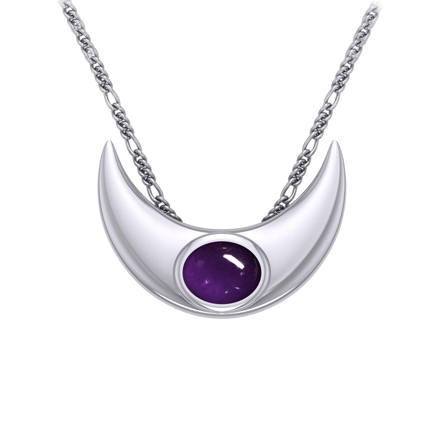 An elegant reminder of Crescent Moonโ€s power ~ Sterling Silver Necklace with Gemstone TN264 - Jewelry