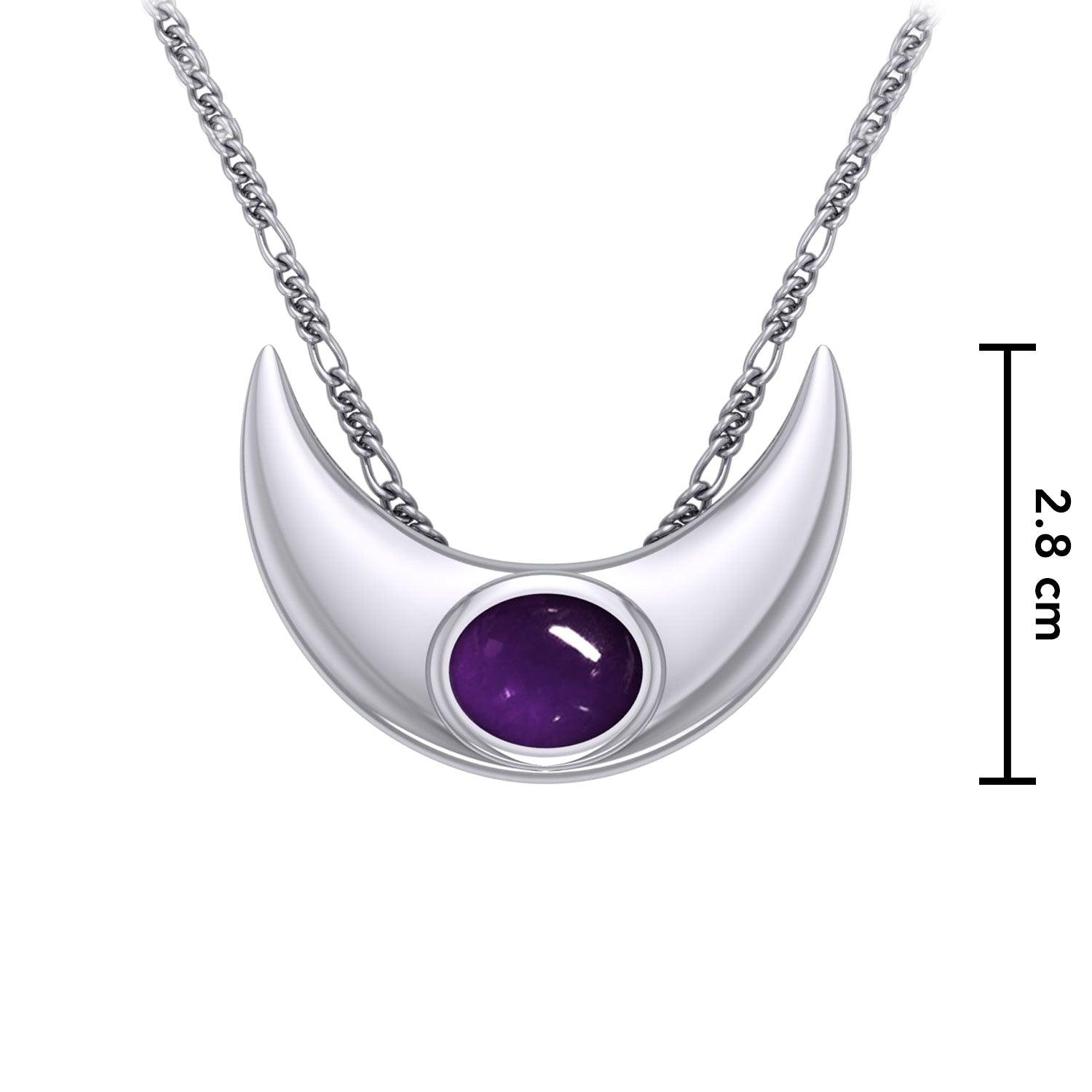 An elegant reminder of Crescent Moonโ€s power ~ Sterling Silver Necklace with Gemstone TN264 - Jewelry