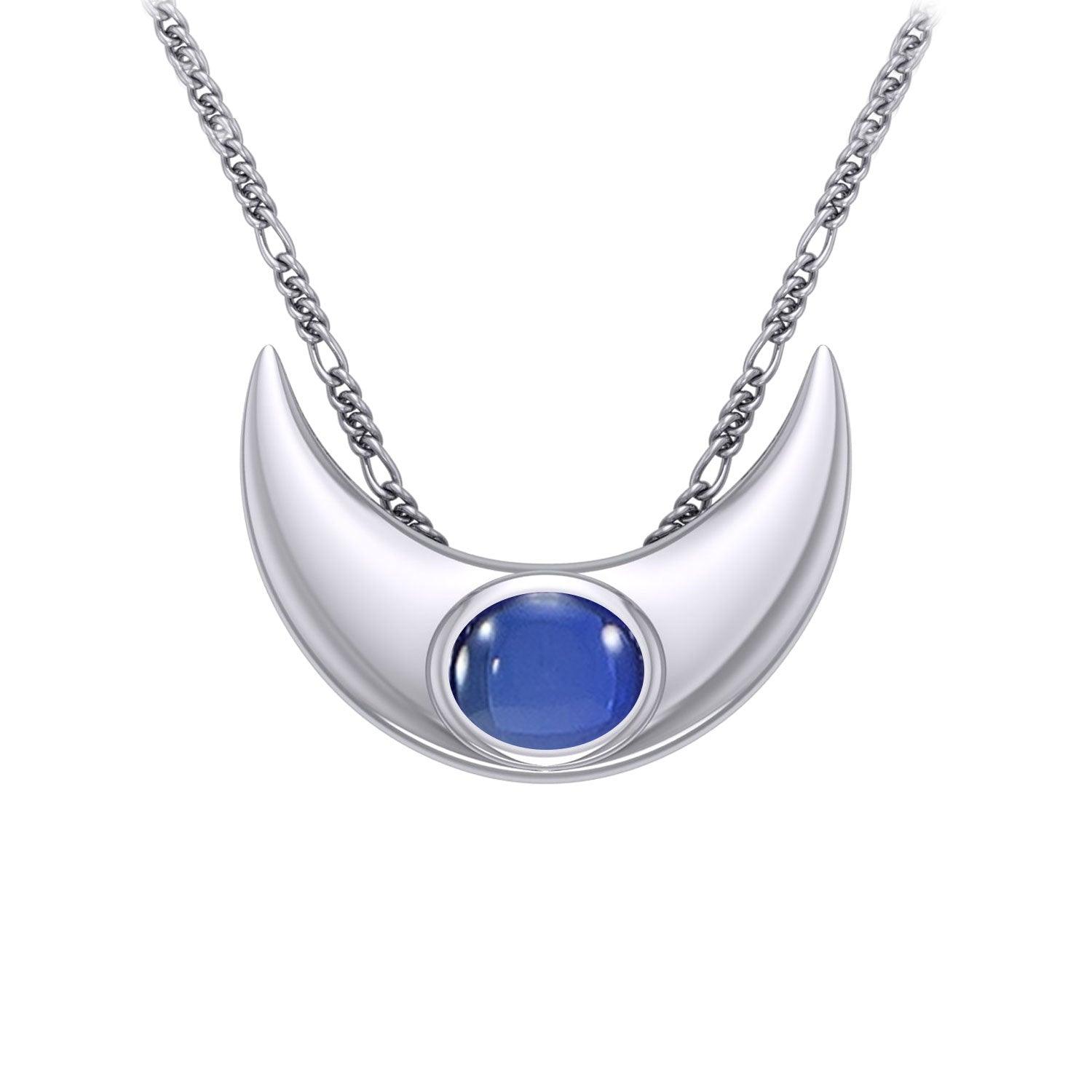 An elegant reminder of Crescent Moonโ€s power ~ Sterling Silver Necklace with Gemstone TN264 - Jewelry