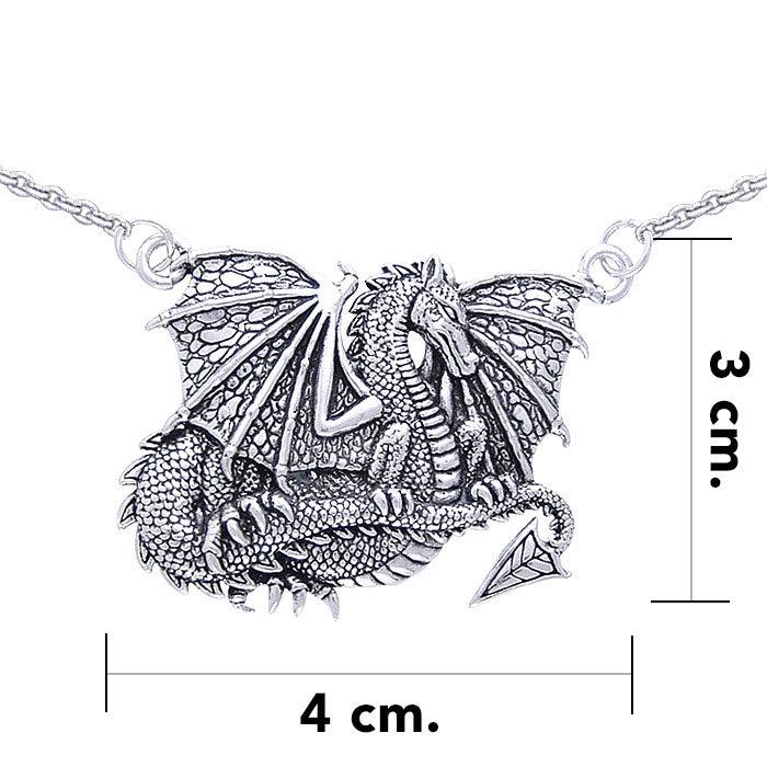 A mythical symbol of valor and strength ~ Sterling Silver Jewelry Winged Dragon Necklace by Courtney Davis TN277 - Jewelry