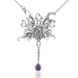 Blue Faery With Dangle Gemstone Silver Necklace TN299 - Jewelry