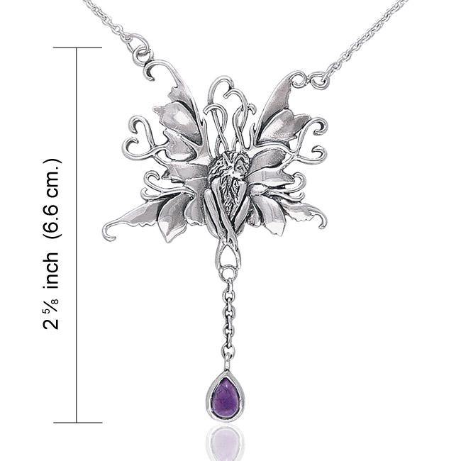 Blue Faery With Dangle Gemstone Silver Necklace TN299 - Jewelry