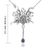 Blue Faery With Dangle Gemstone Silver Necklace TN299 - Jewelry