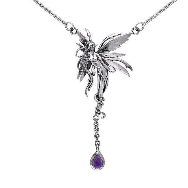 Firefly Faery Silver Necklace with Dangling Gemstone TNC001 By Amy Brown - Jewelry