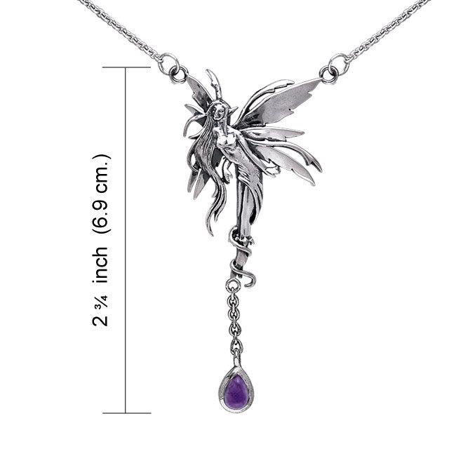 Firefly Faery Silver Necklace with Dangling Gemstone TNC001 By Amy Brown - Jewelry