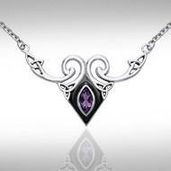A gift of the world Silver Celtic Triquetra Necklace with Gemstone TNC159 - Jewelry