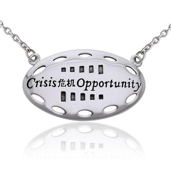 Empowering Words Crisis is Opportunity Silver Necklace TNC086 - Jewelry